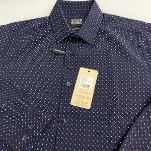 Scotch And Soda Amsterdam Shirt‎ Men's Modern Fit Navy/Red/White Size 16.5/42